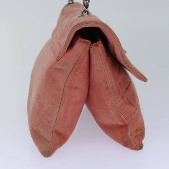 CHANEL Choco Bar Chain Hand Bag Suede Orange CC Auth bs16570 - Picture 4 of 16